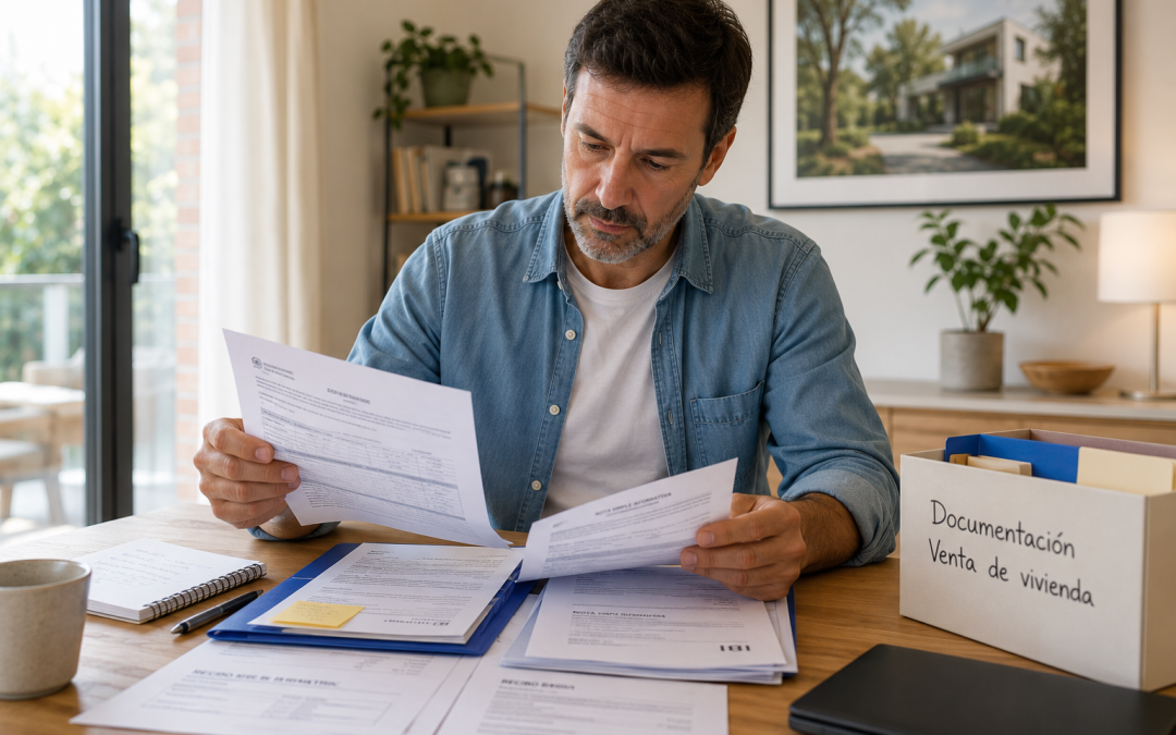 Propietario reuniendo la documentación necesaria para vender su vivienda